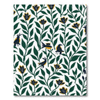 Dark Blue Yellow Floral Bird Harmony Rug