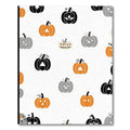 Whimsical Orange Black Gray Pumpkin Faces Rug