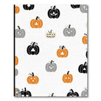 Whimsical Orange Black Gray Pumpkin Faces Rug