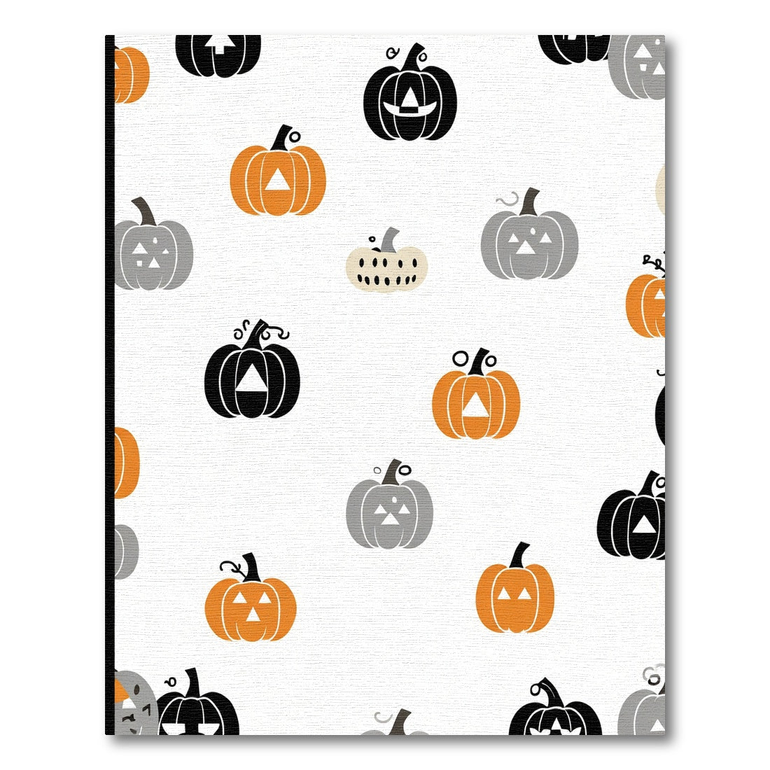 Whimsical Orange Black Gray Pumpkin Faces Rug