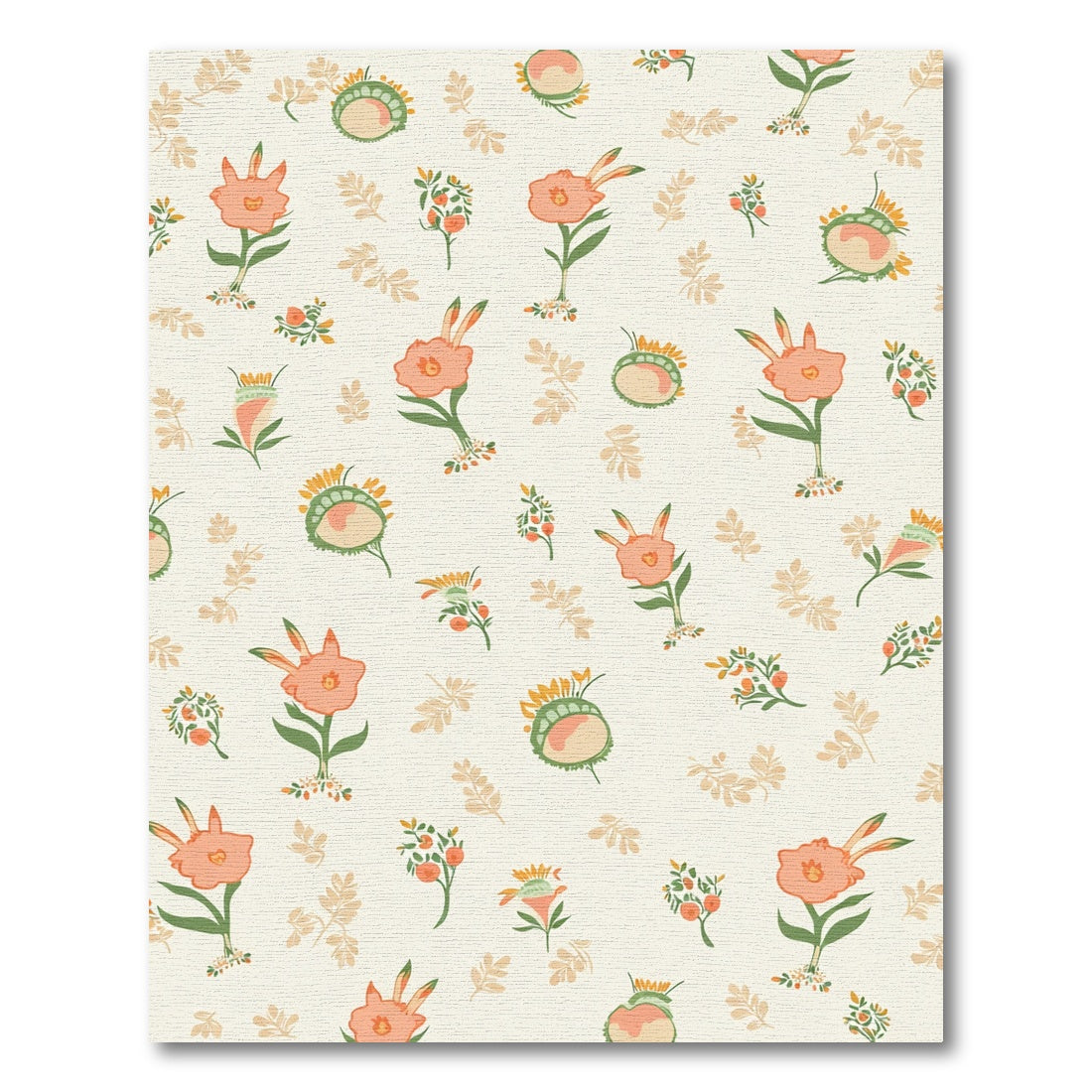 Coral Orange Botanical Floral Arrangement Rug