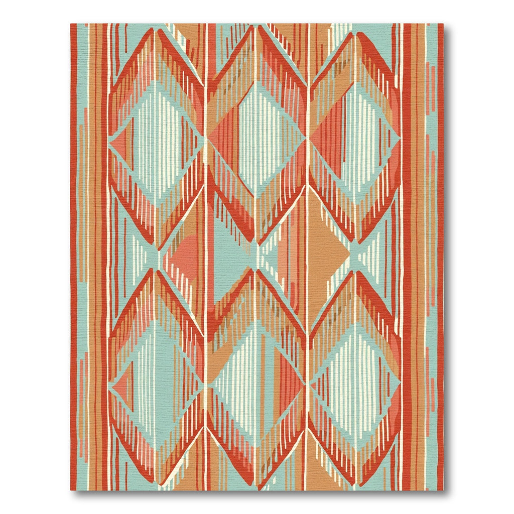 Terra Cotta Teal Diamond Stripe Rug