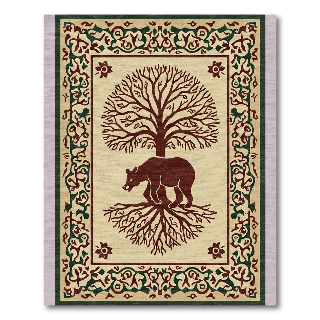 Earthy Tree Bear Root Border Rug