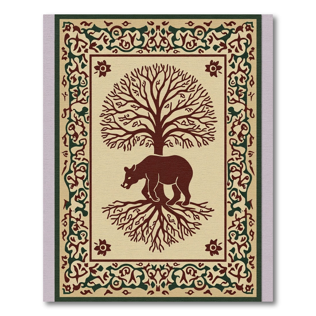 Earthy Tree Bear Root Border Rug