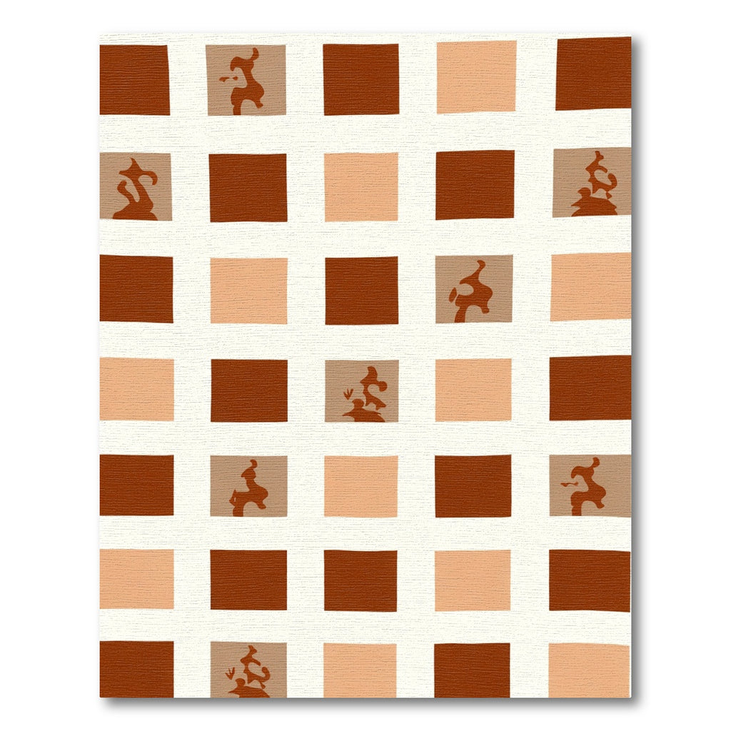 Terracotta Abstract Grid Squares Rug