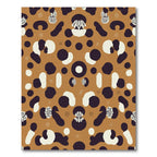 Brown White Abstract Organic Shapes Rug