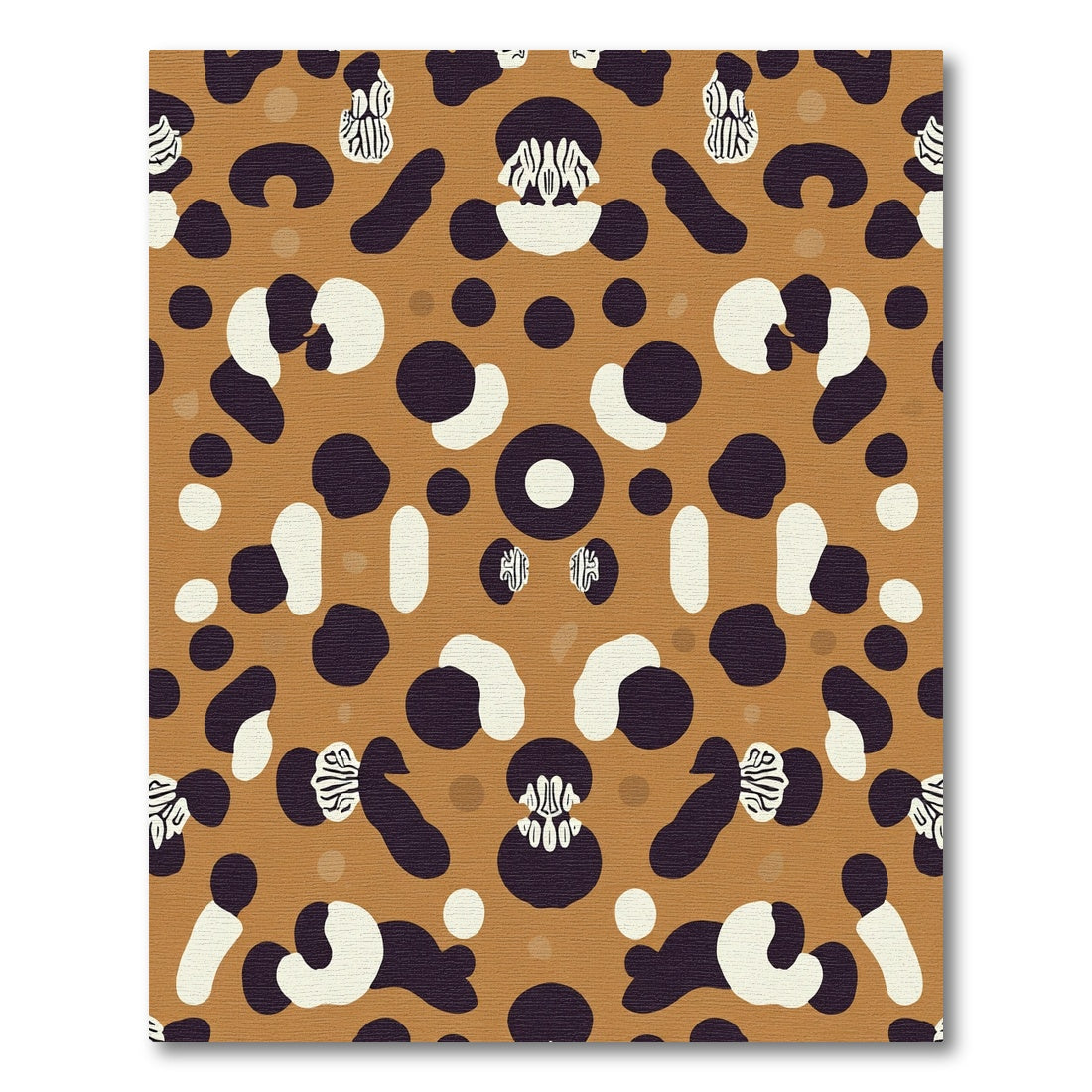 Brown White Abstract Organic Shapes Rug