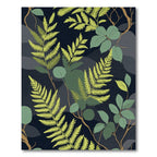Green Fern Botanical Dark Abstract Rug