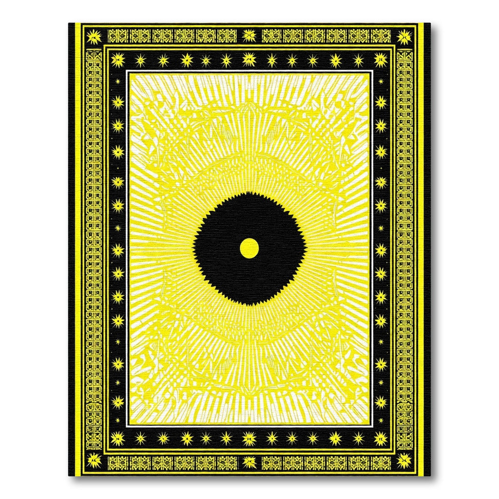 Radiant Yellow Sunburst Eye Mandala Rug