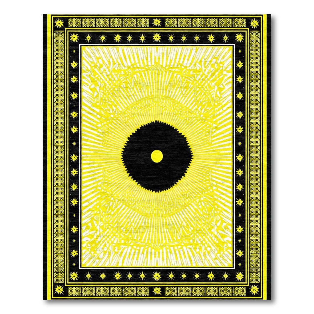Radiant Yellow Sunburst Eye Mandala Rug