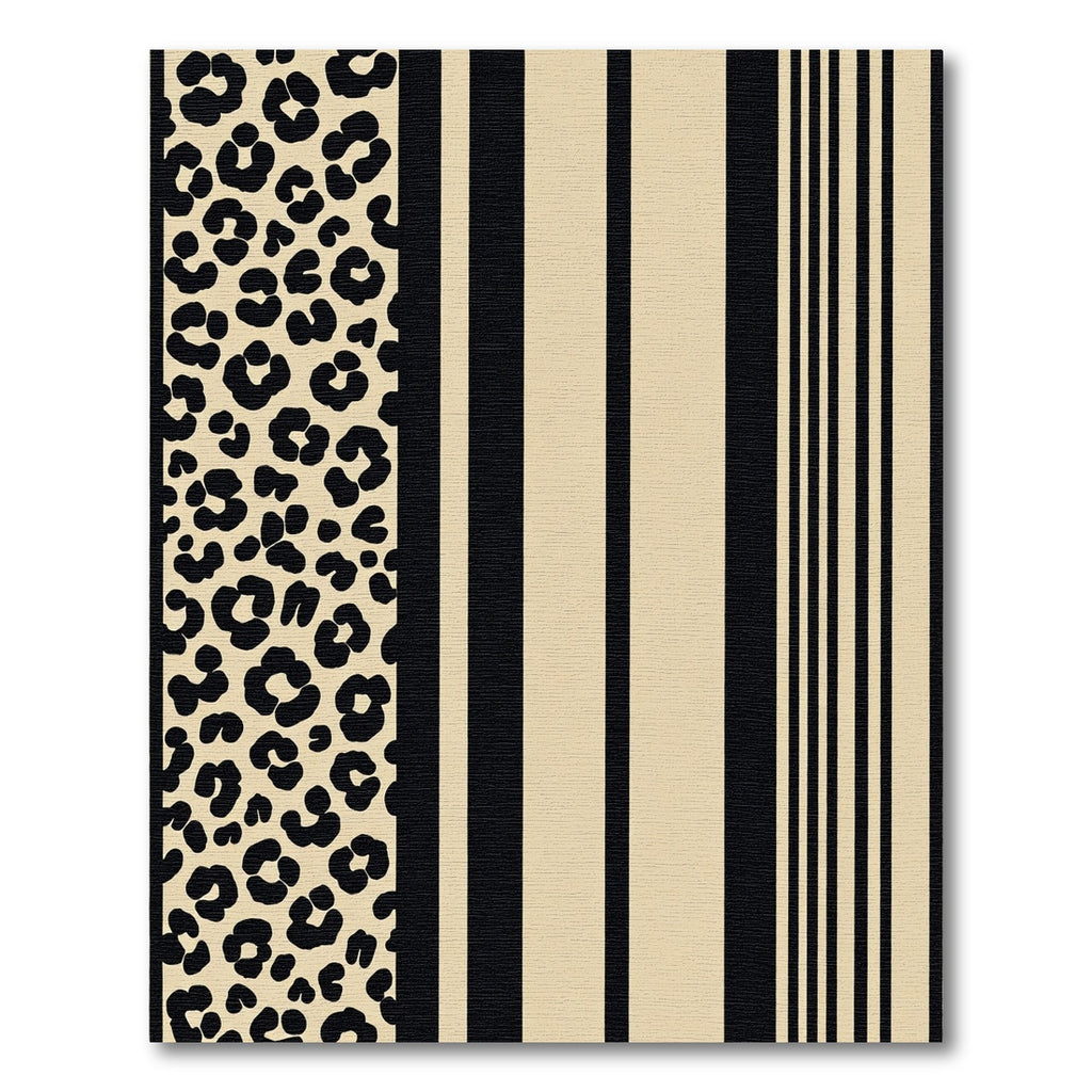 Beige Black Leopard Stripe Compositions Rug