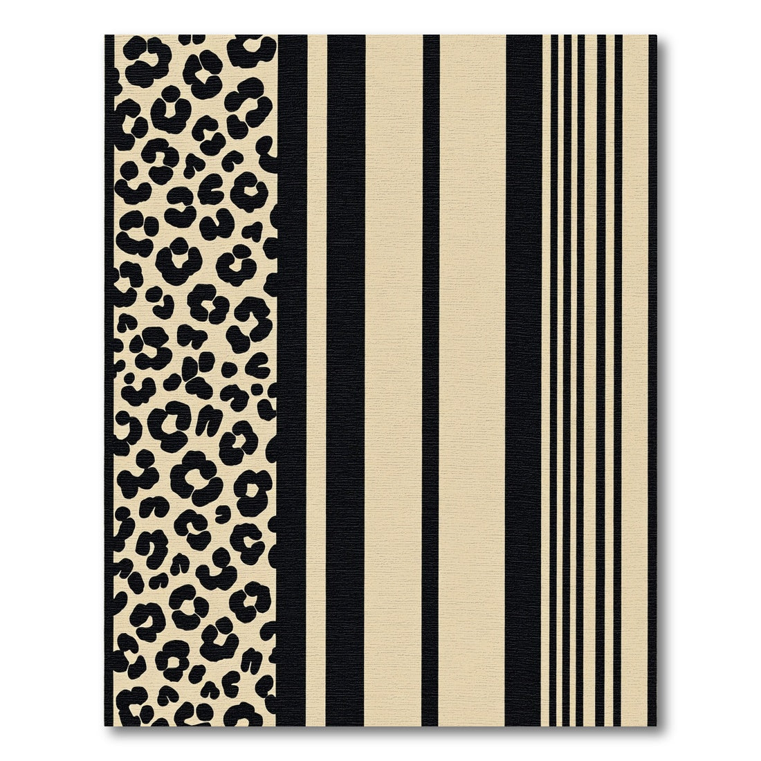 Beige Black Leopard Stripe Compositions Rug