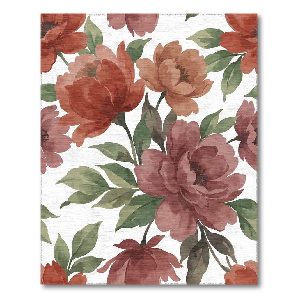 Burnt Sienna Floral Watercolor Arrangement Rug