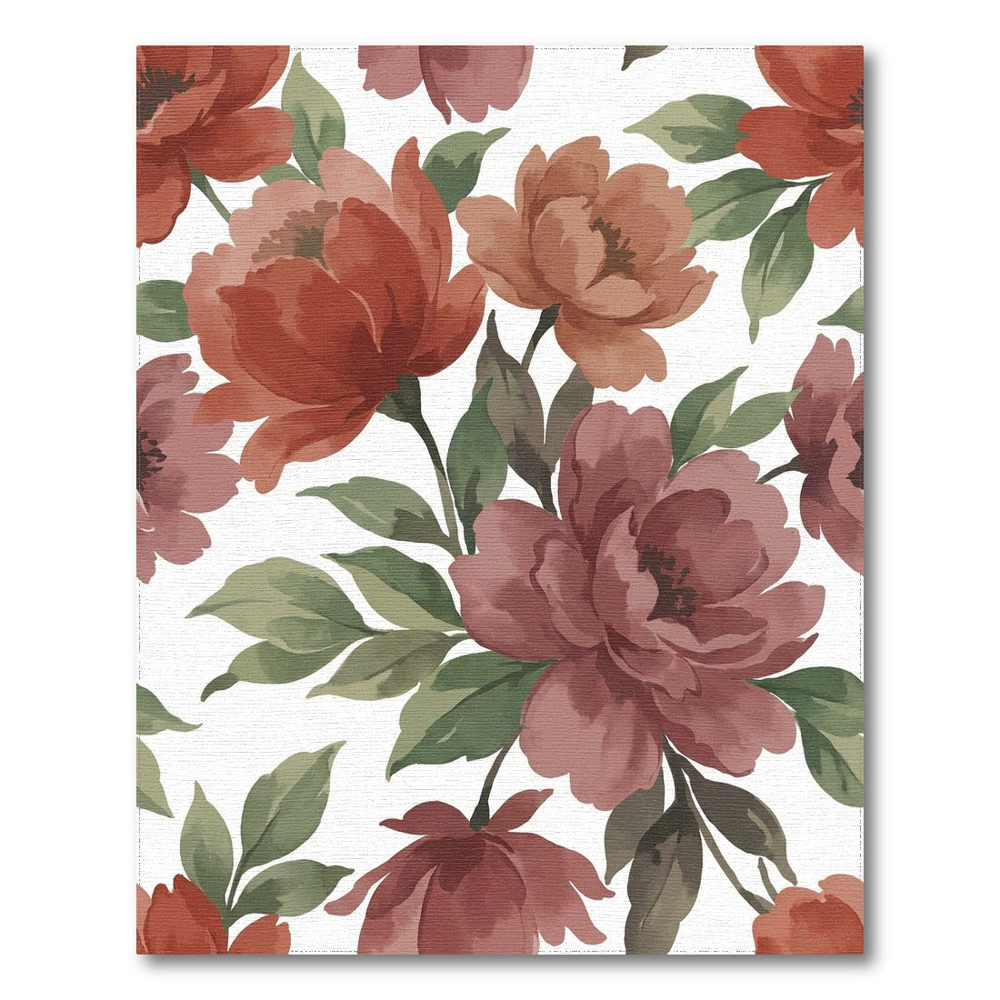 Burnt Sienna Floral Watercolor Arrangement Rug