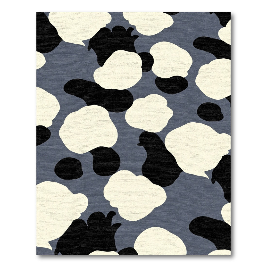 Abstract Black Ivory Camouflage Shapes Rug