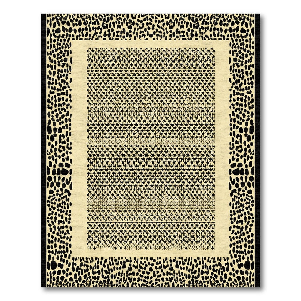 Minimalist Leopard Print Border Cream Rug