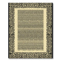 Minimalist Leopard Print Border Cream Rug