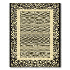 Minimalist Leopard Print Border Cream Rug