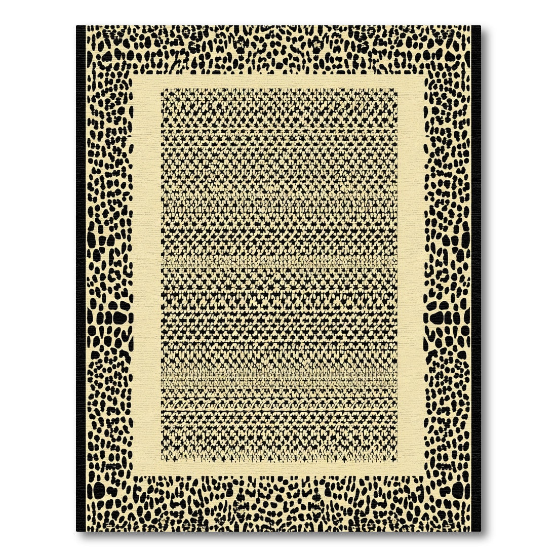 Minimalist Leopard Print Border Cream Rug
