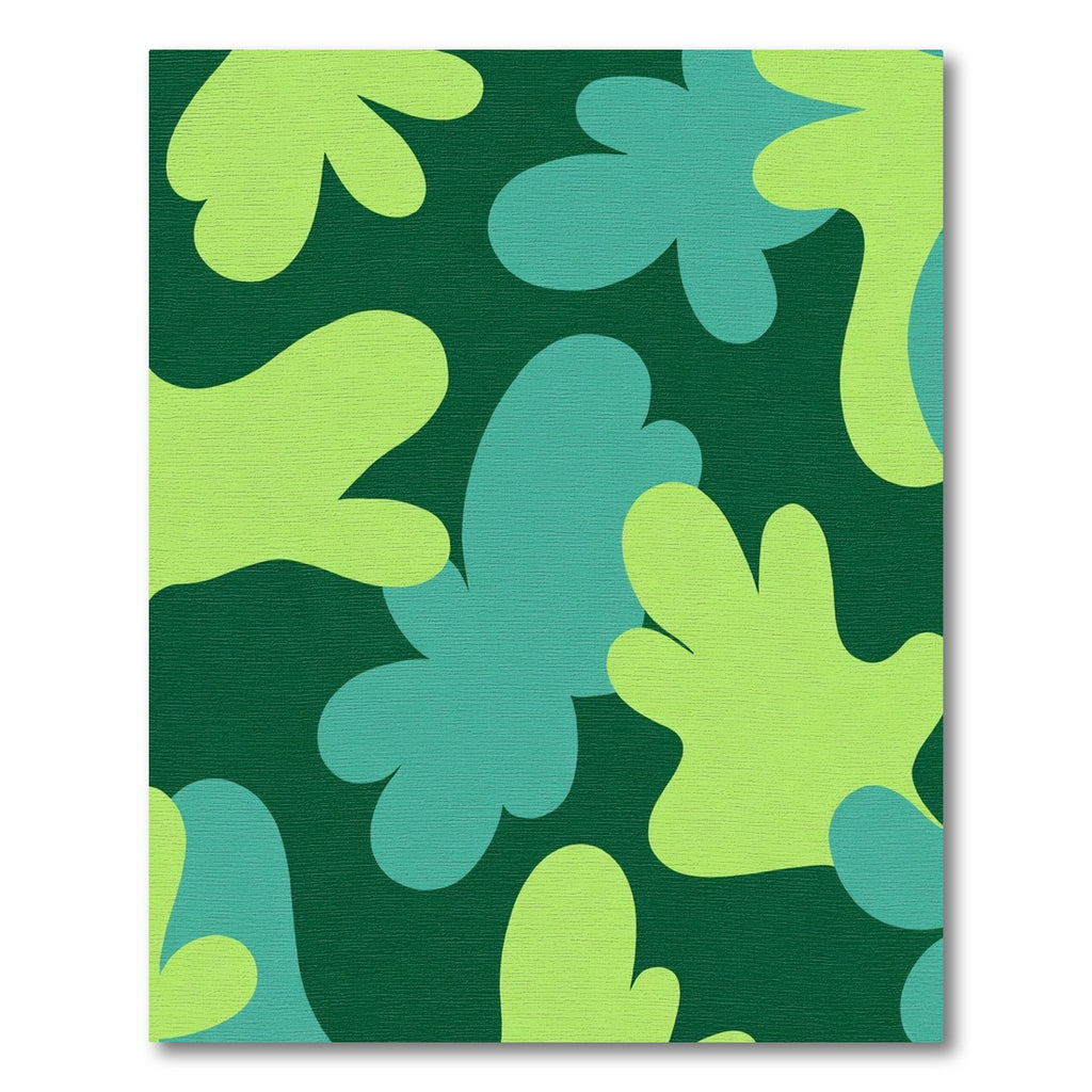 Green Teal Abstract Organic Bloom Rug
