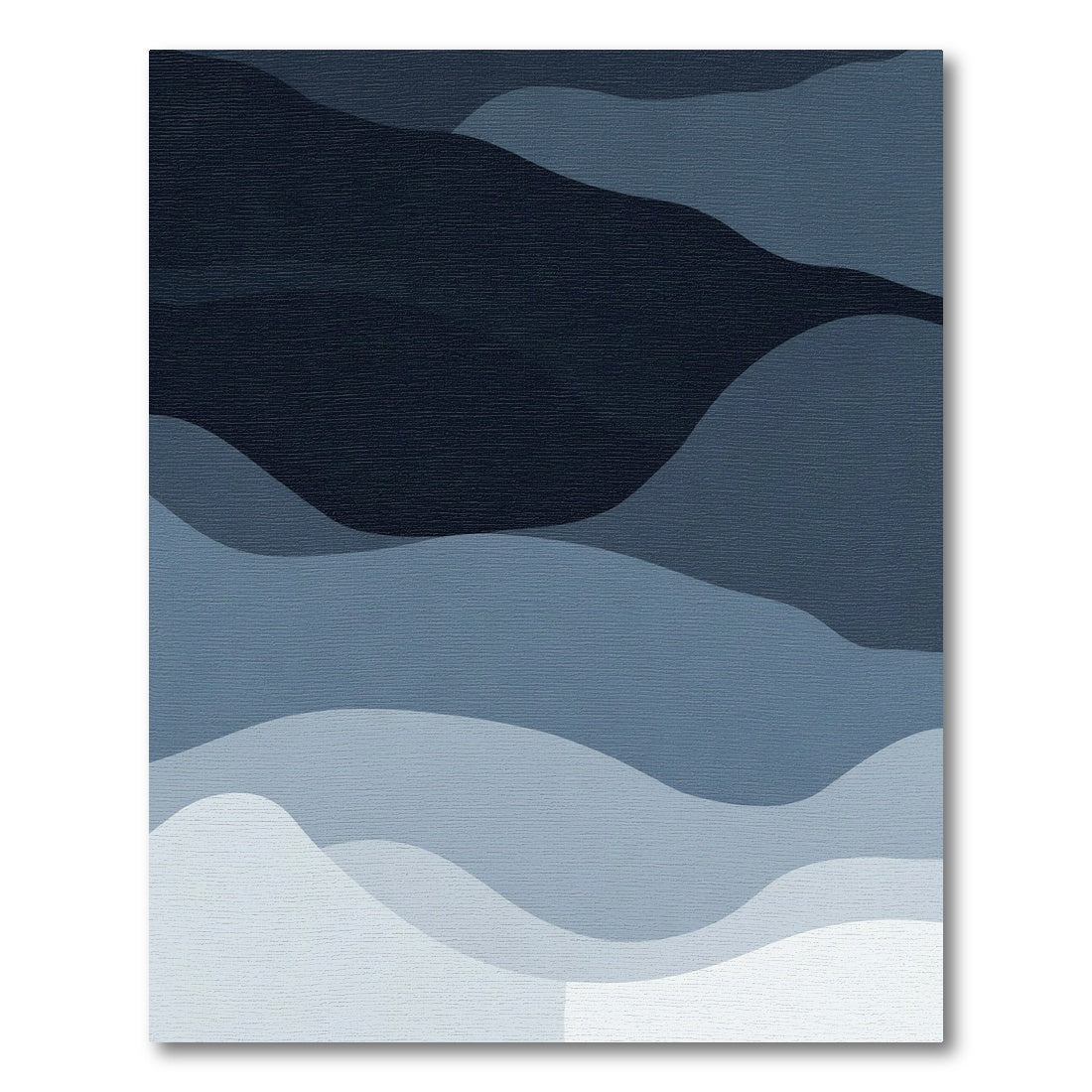 Deep Blue Wave Layered Abstract Rug