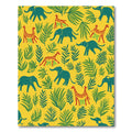 Yellow Jungle Elephant Giraffe Foliage Rug