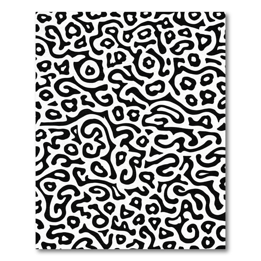 Bold Black White Abstract Swirl Rug