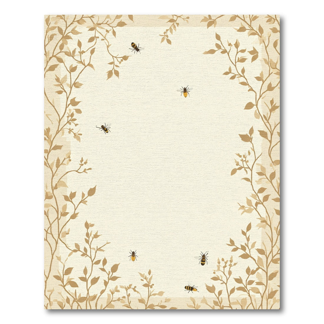 Earthy Brown Botanical Bee Garland Rug