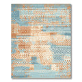 Terracotta Blue Abstract Pixelated Lines Rug
