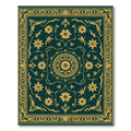 Gold Floral Medallion Teal Rug