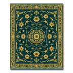 Gold Floral Medallion Teal Rug