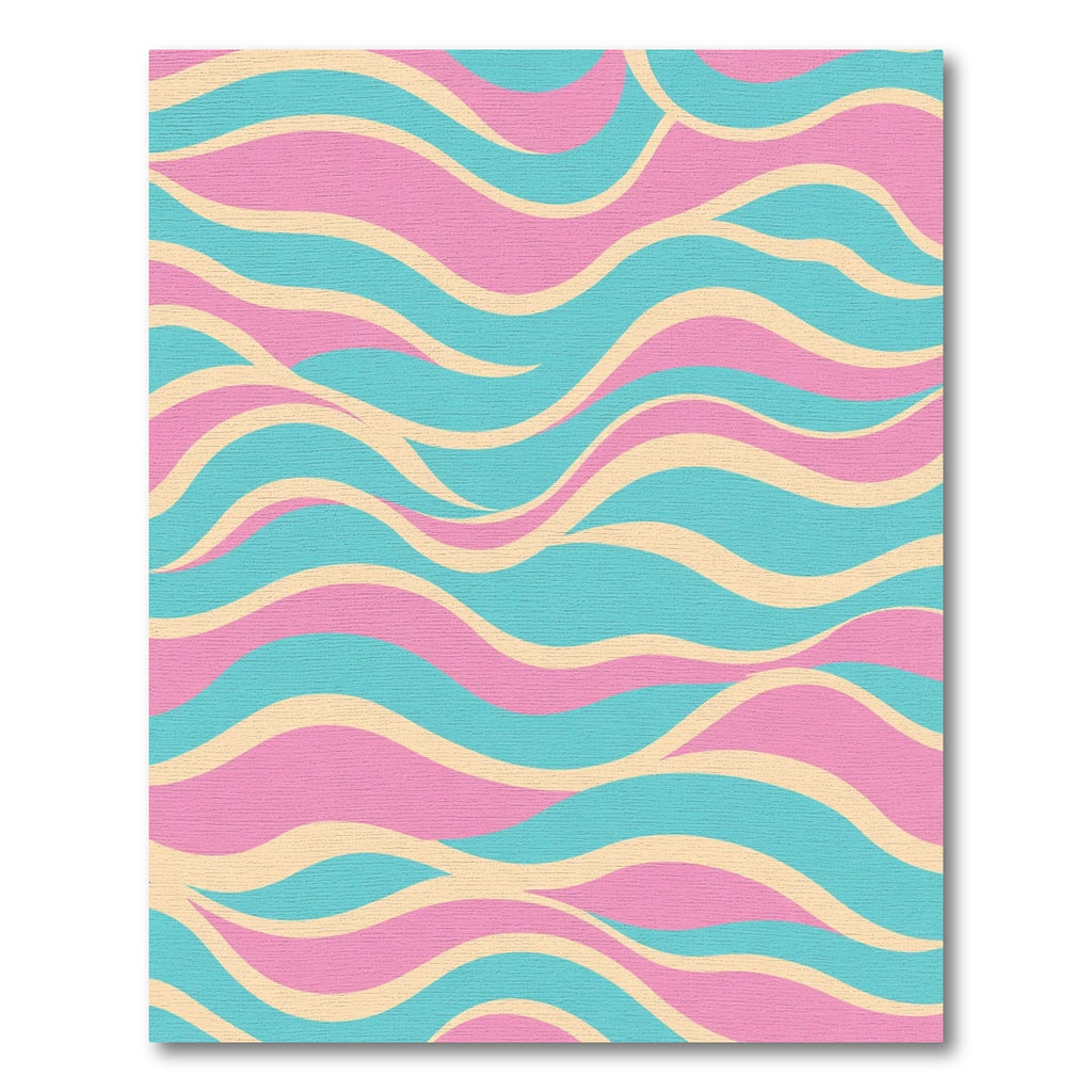 Pastel Pink Turquoise Wavy Stripes Rug