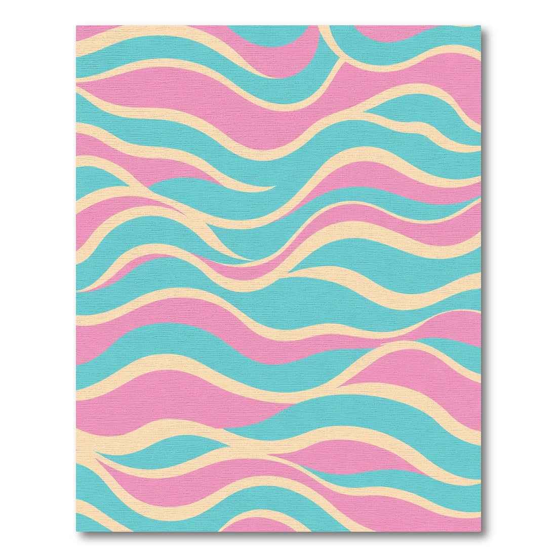 Pastel Pink Turquoise Wavy Stripes Rug