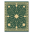 Emerald Beige Floral Vine Rectangular Rug