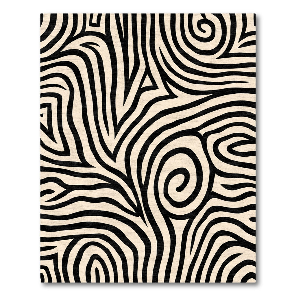 Bold Black Zebra Stripe Swirls Rug