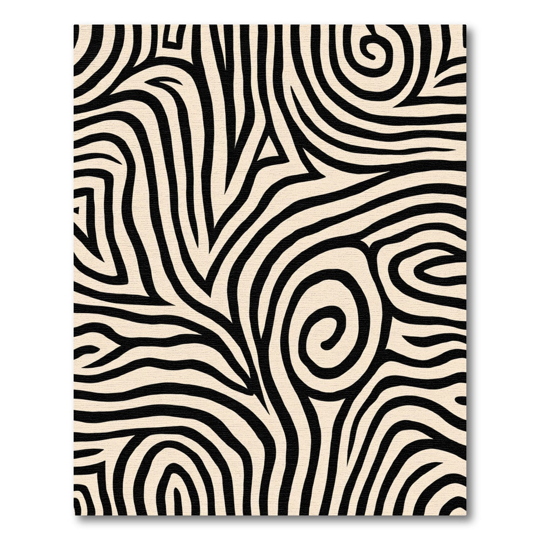 Bold Black Zebra Stripe Swirls Rug