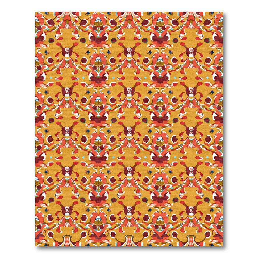 Golden Ochre Abstract Symmetrical Medallion Rug