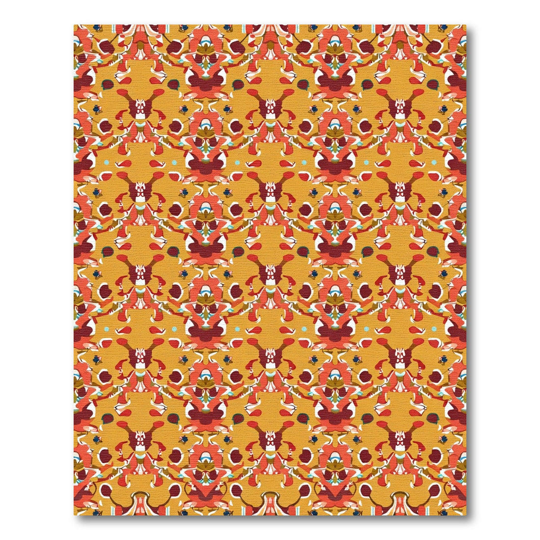 Golden Ochre Abstract Symmetrical Medallion Rug