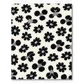 Black White Mid Century Flower Garden Rug