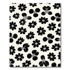 Black White Mid Century Flower Garden Rug