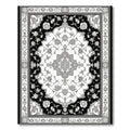 Monochromatic Floral Scroll Medallion Border Rug