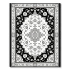 Monochromatic Floral Scroll Medallion Border Rug