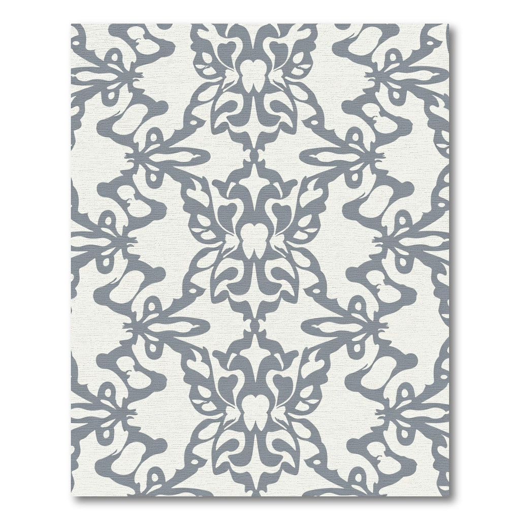 Gray Damask Floral Trefoil Rug