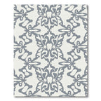 Gray Damask Floral Trefoil Rug