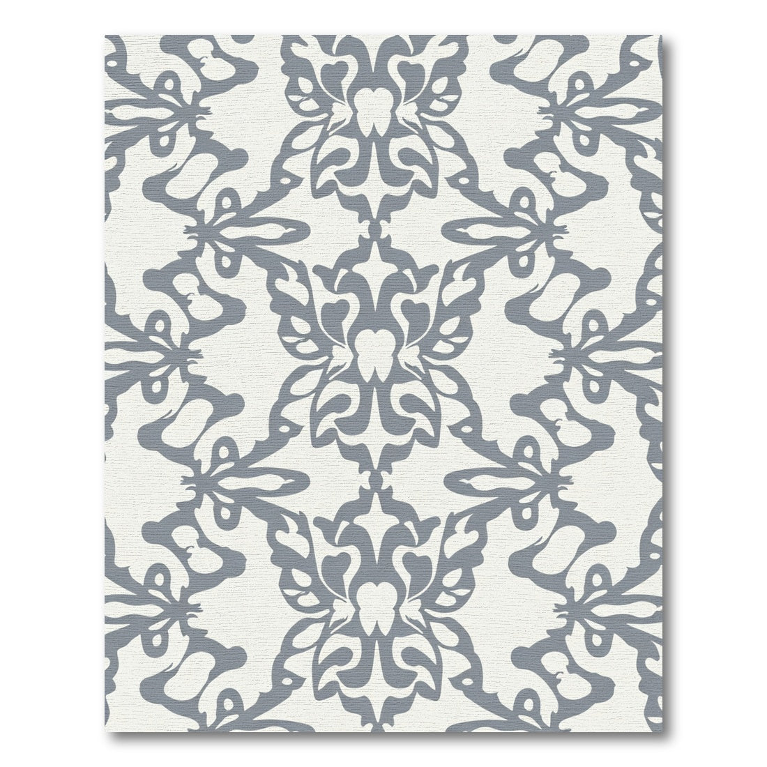 Gray Damask Floral Trefoil Rug