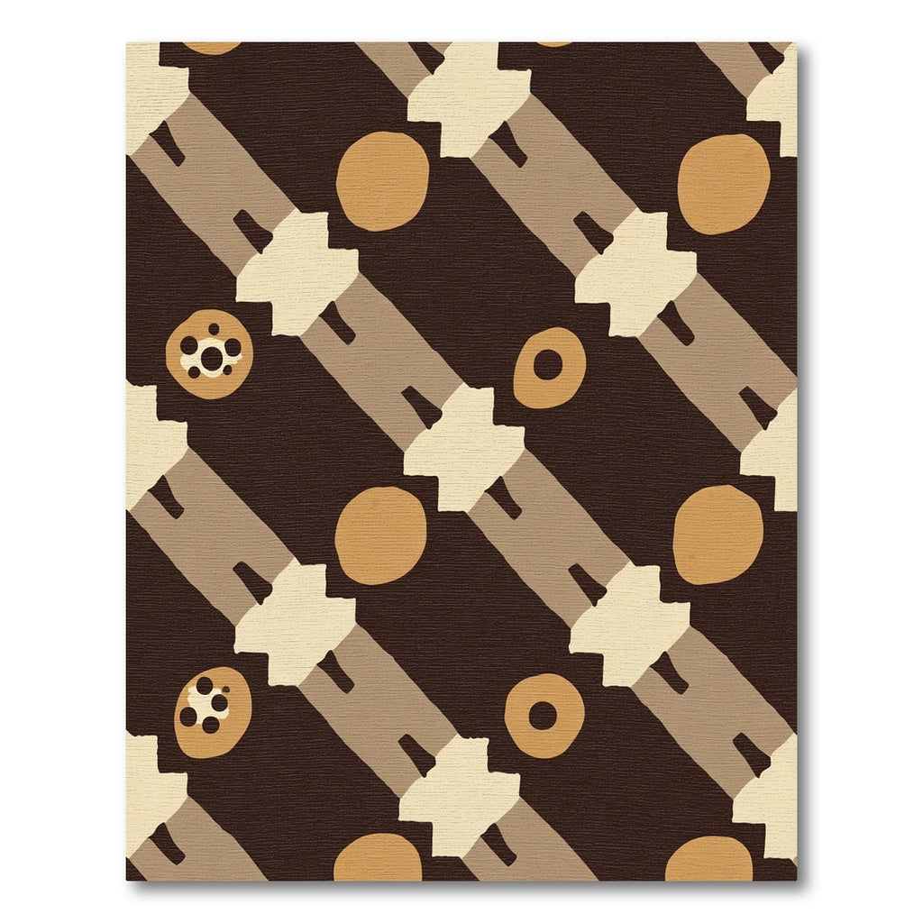 Dark Earthy Circles Diagonal Stripes Rug