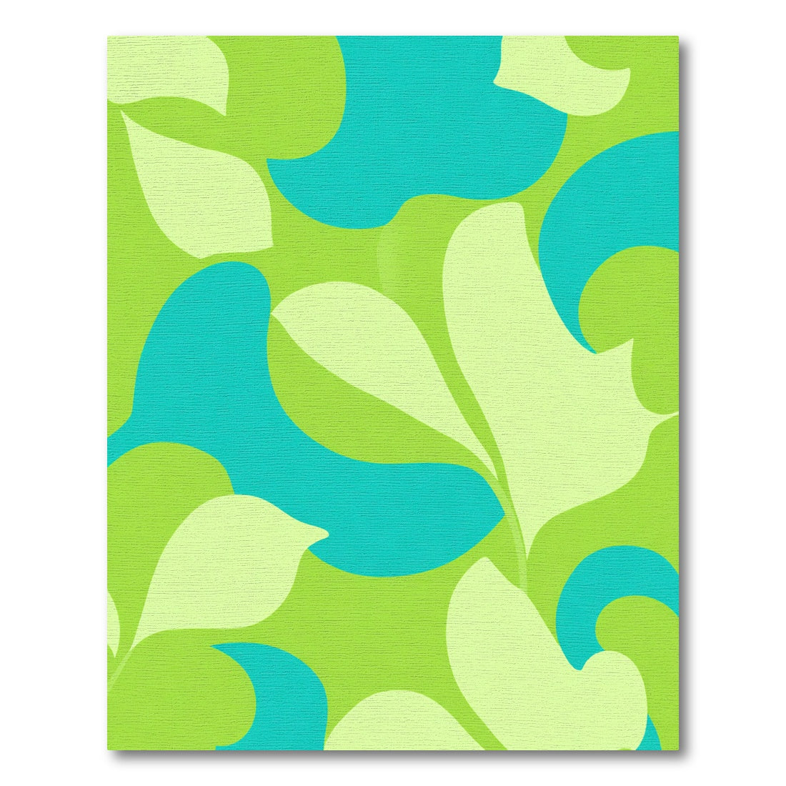 Green Teal Abstract Leaf Swirl Rug