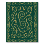 Emerald Green Golden Vine Scroll Rug