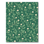 Whimsical White Blossom Vine Emerald Rug