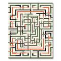 Geometric Maze Lines Brick Rug